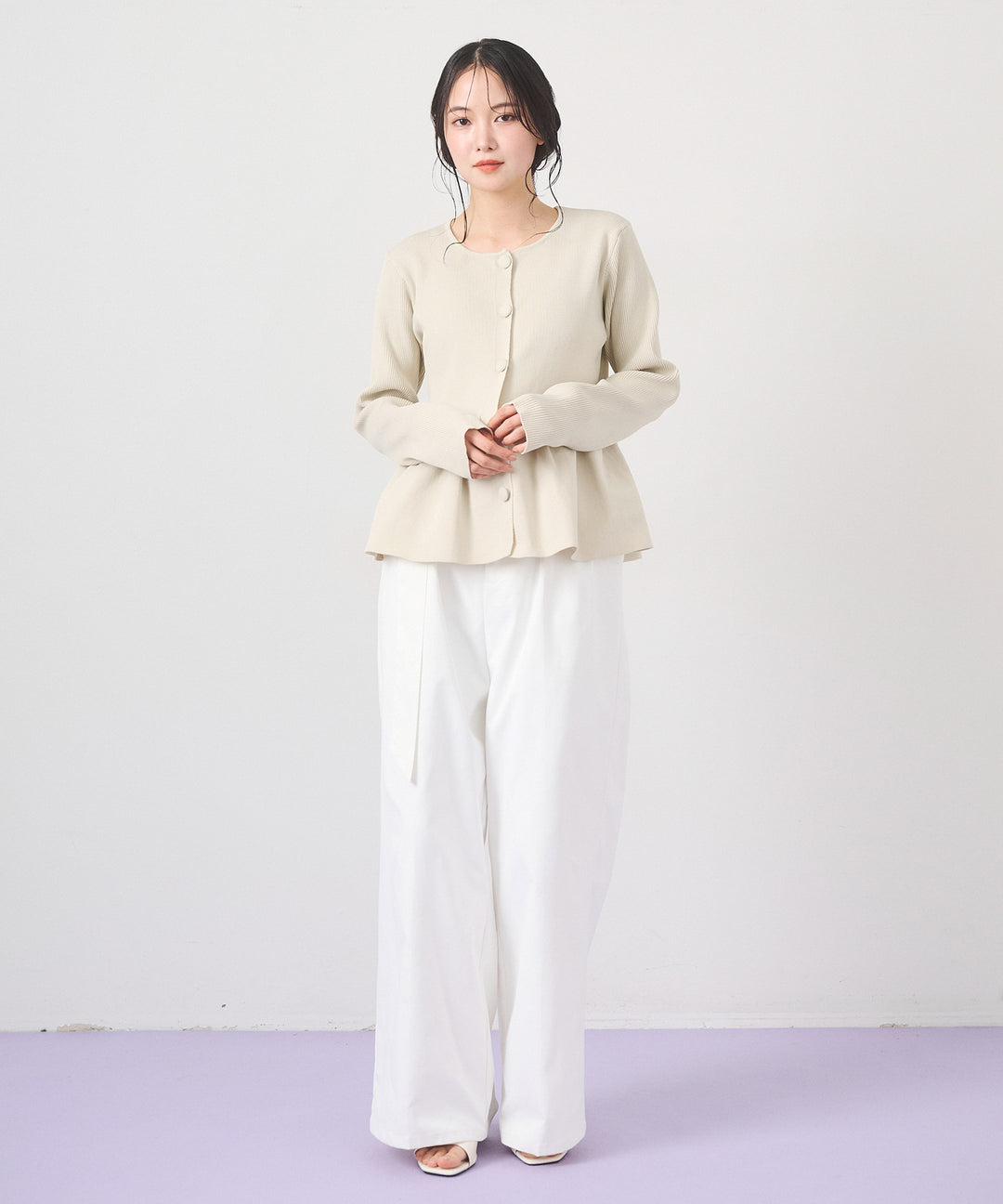 (eliuu)Peplum Rib Knit Top