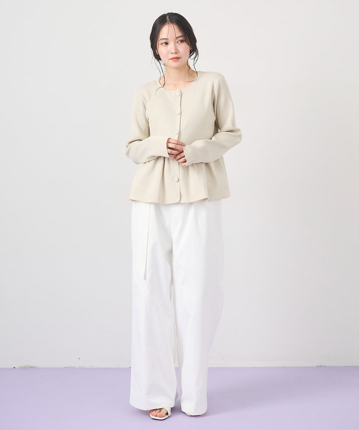 (eliuu)Ring Belt Wide Pants