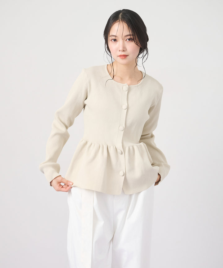 (eliuu)Peplum Rib Knit Top