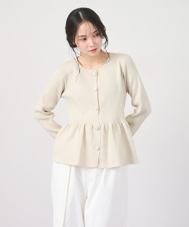 (eliuu)Peplum Rib Knit Top