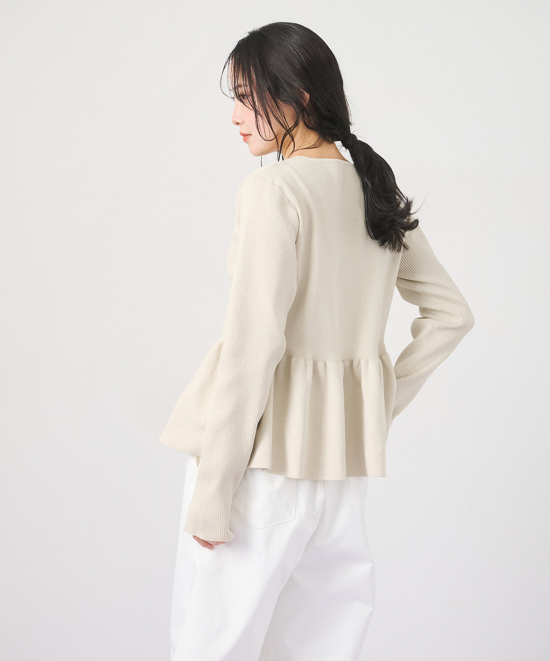 (eliuu)Peplum Rib Knit Top