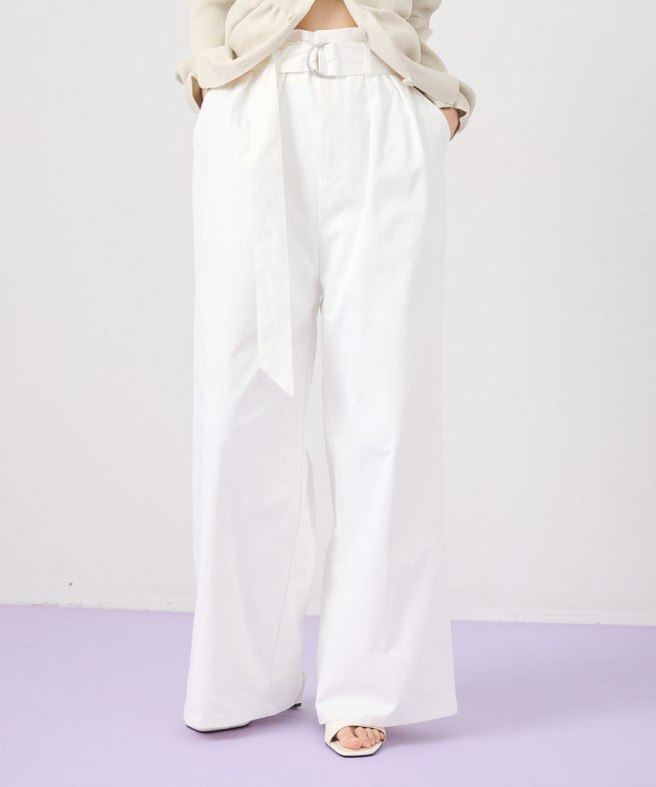 (eliuu)Ring Belt Wide Pants