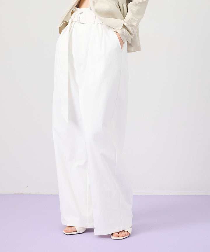 (eliuu)Ring Belt Wide Pants