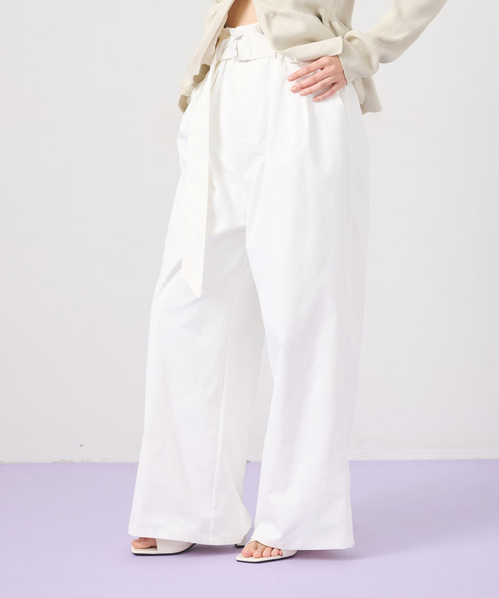 (eliuu)Ring Belt Wide Pants
