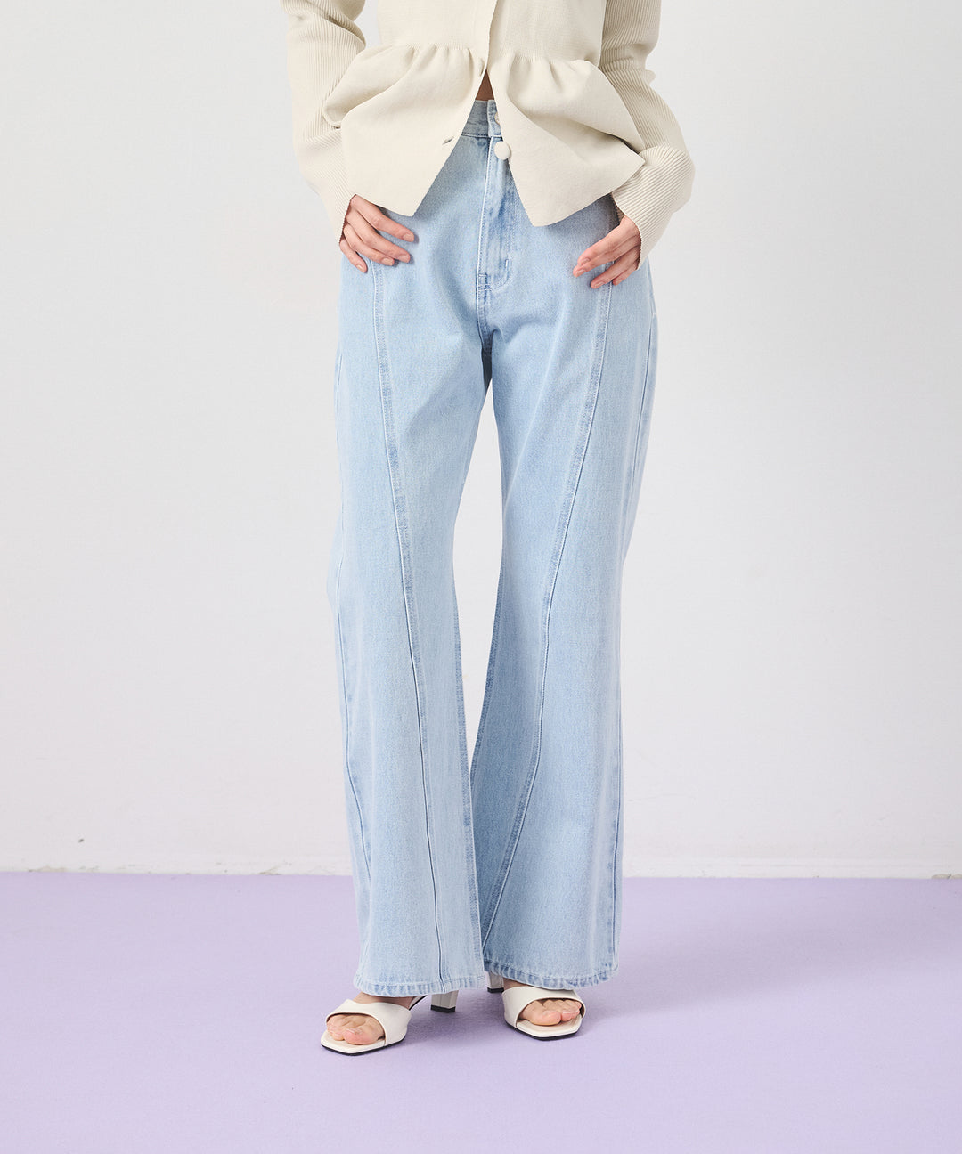 (eliuu)Seam Flare Denim Pants