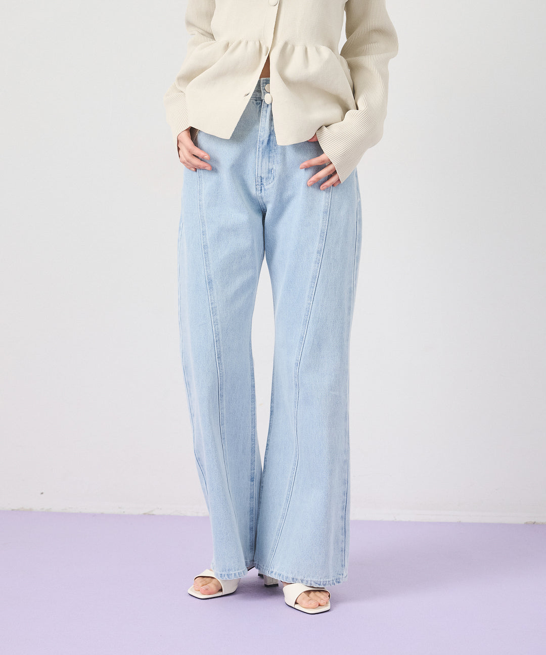 (eliuu)Seam Flare Denim Pants