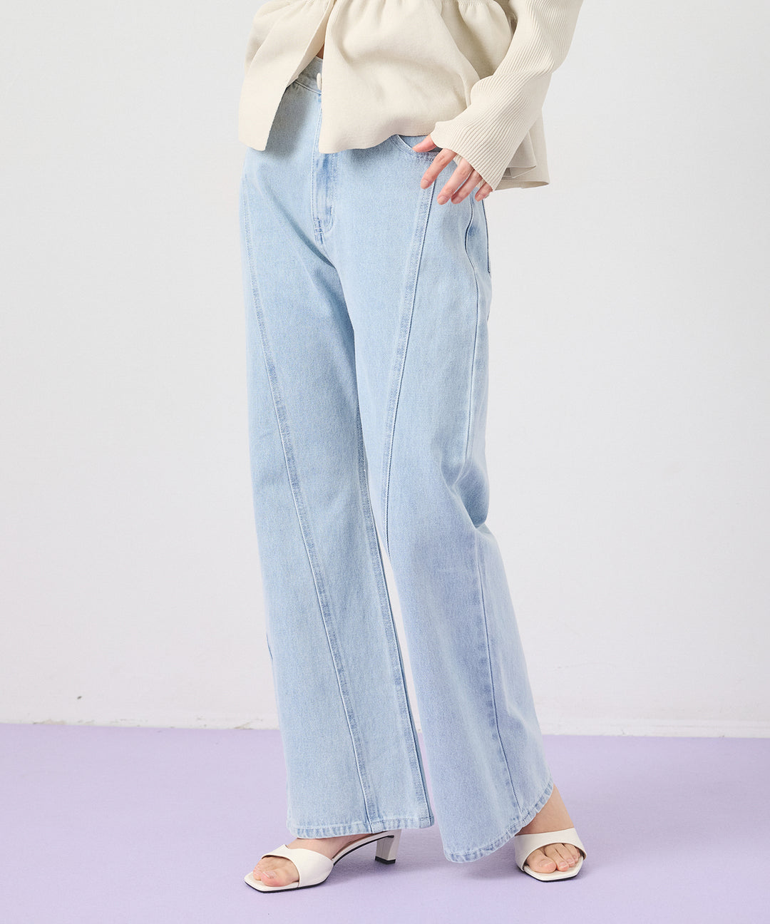(eliuu)Seam Flare Denim Pants