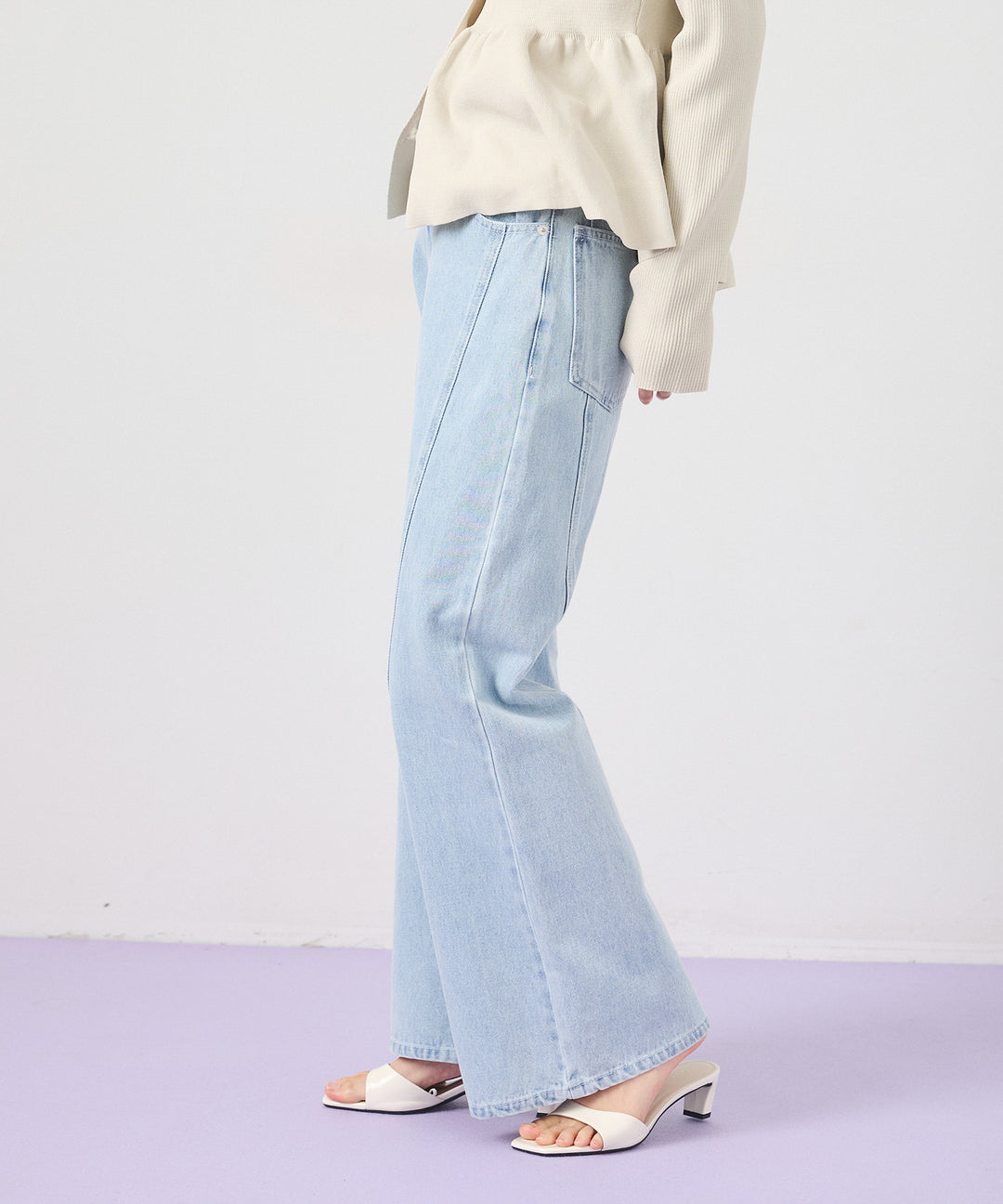 (eliuu)Seam Flare Denim Pants