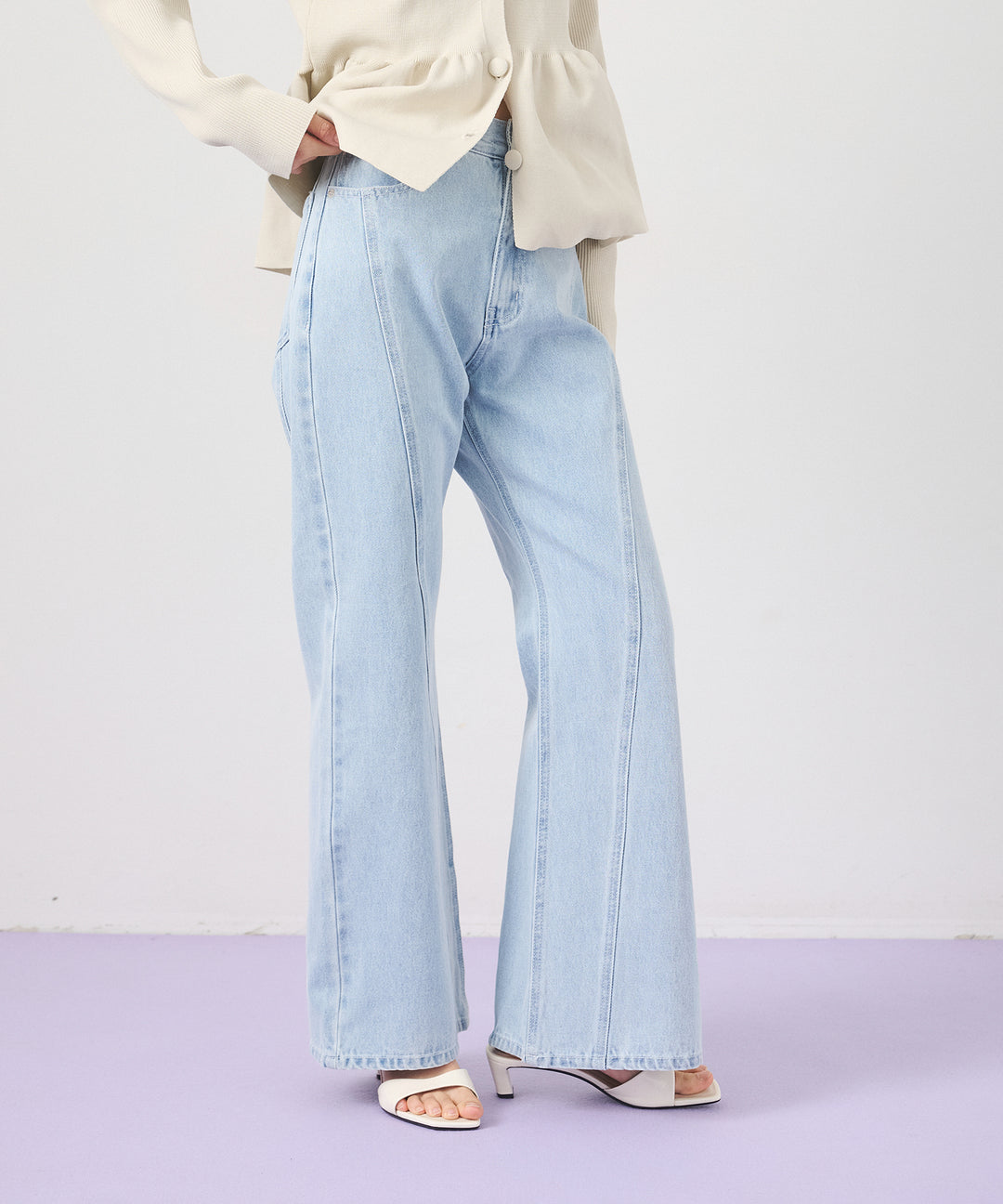 (eliuu)Seam Flare Denim Pants