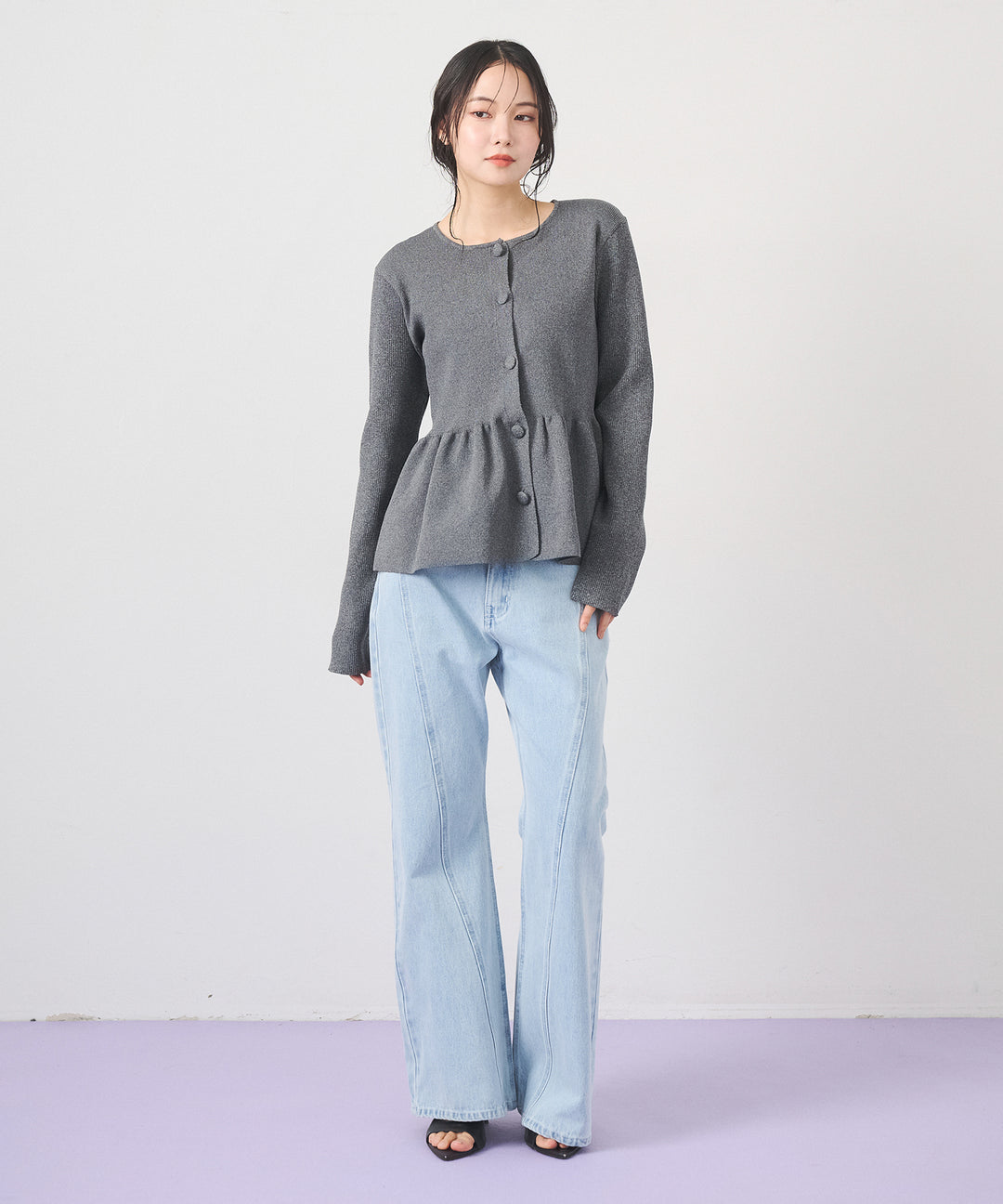 (eliuu)Peplum Rib Knit Top