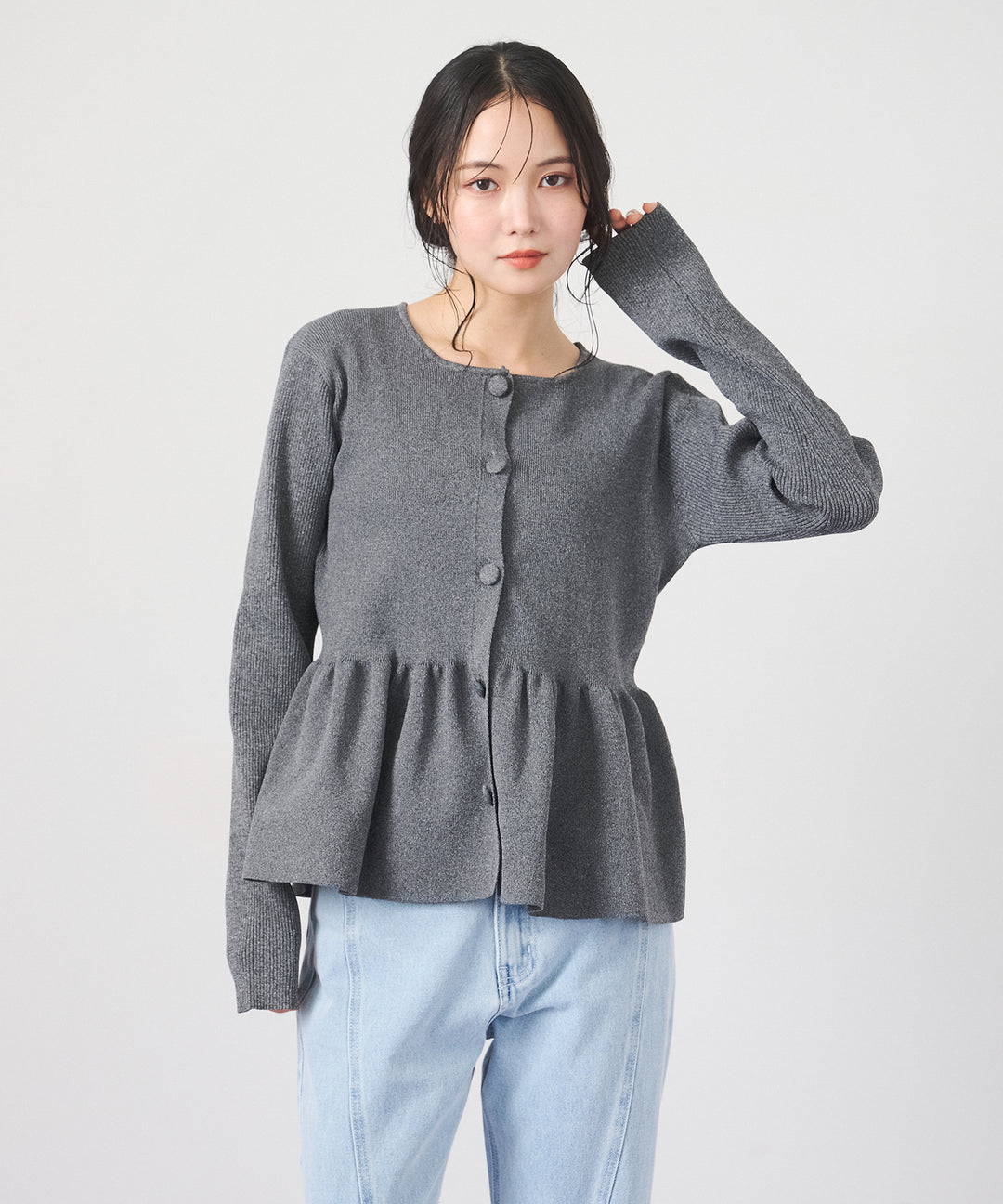 (eliuu)Peplum Rib Knit Top