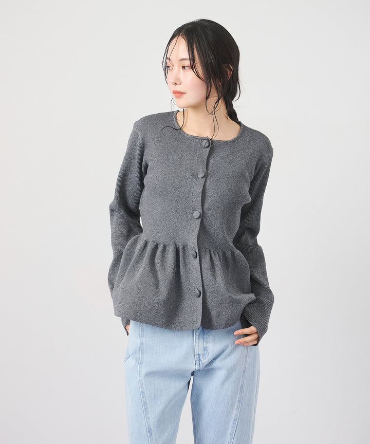 (eliuu)Peplum Rib Knit Top