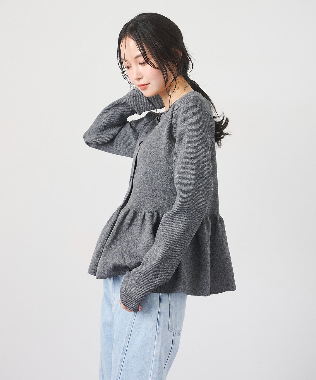 (eliuu)Peplum Rib Knit Top