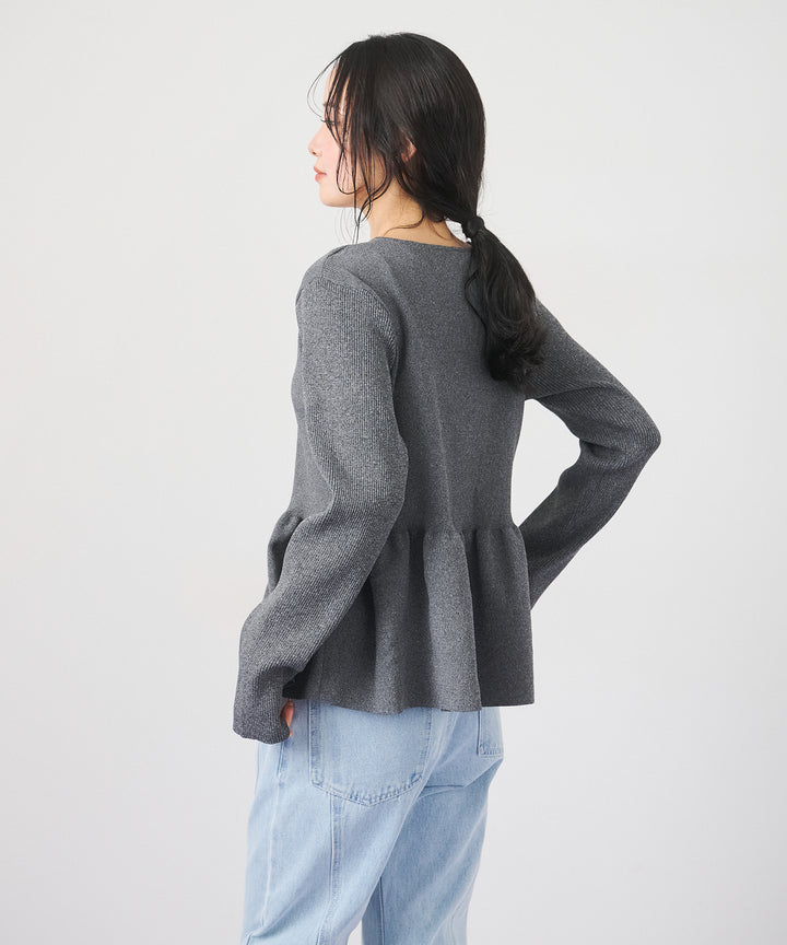 (eliuu)Peplum Rib Knit Top