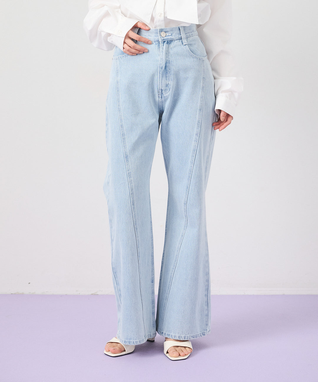 (eliuu)Seam Flare Denim Pants