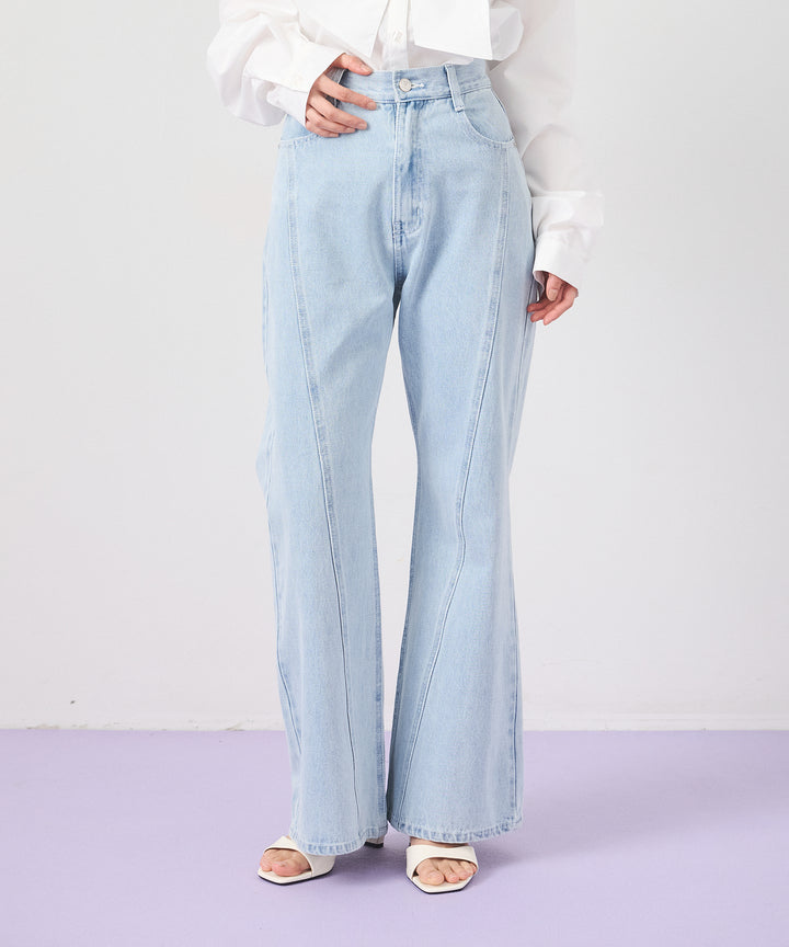 (eliuu)Seam Flare Denim Pants