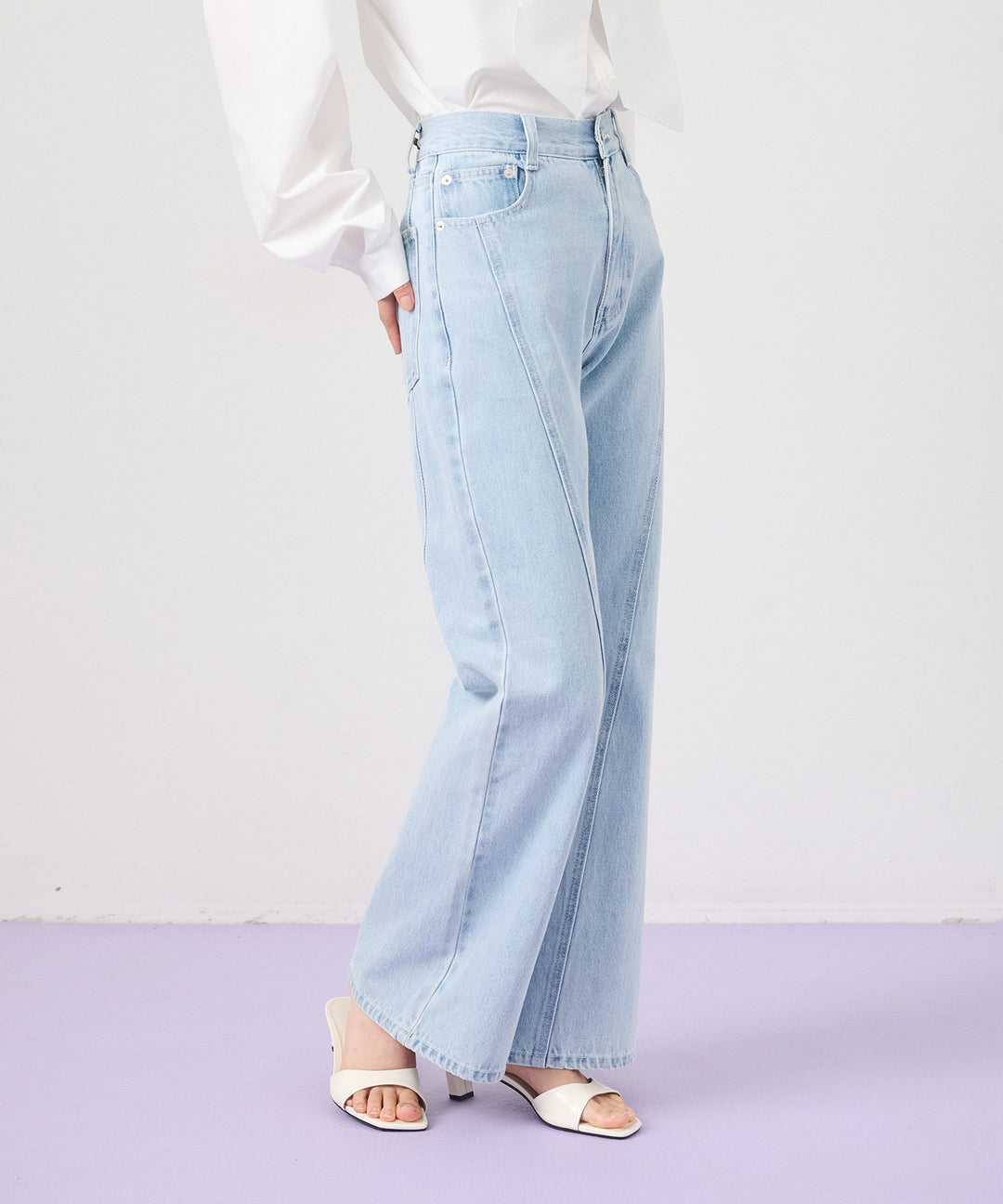 (eliuu)Seam Flare Denim Pants