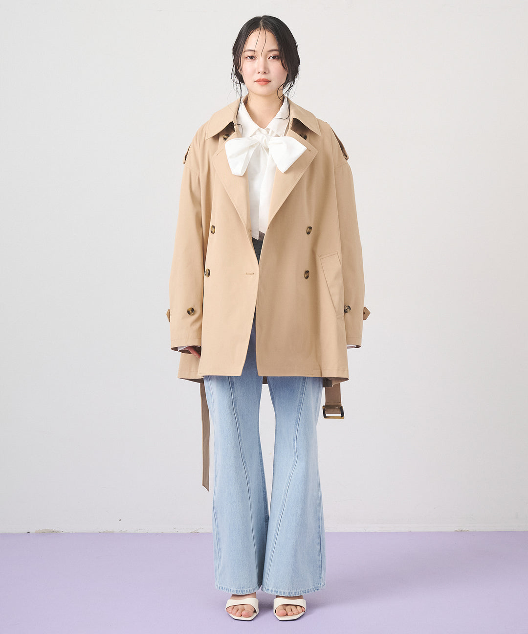 (eliuu)Short Wide Trench Coat