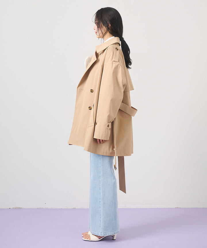 (eliuu)Short Wide Trench Coat
