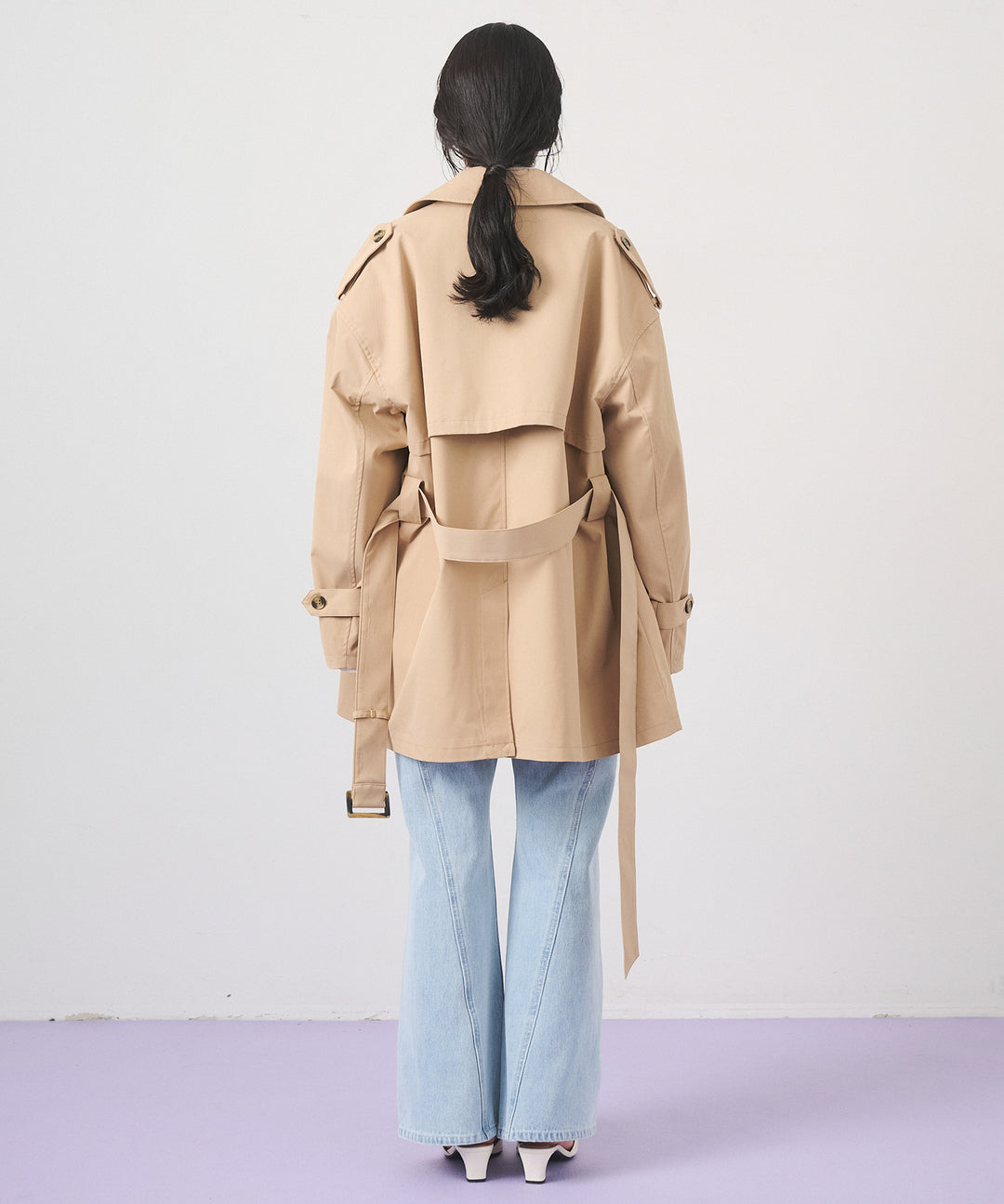 (eliuu)Short Wide Trench Coat