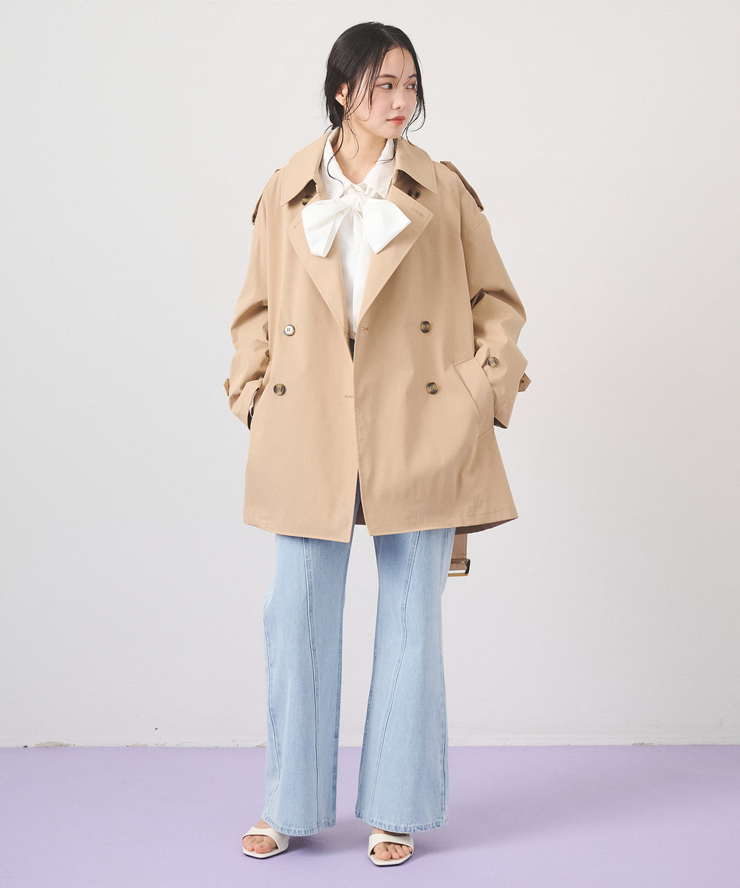 (eliuu)Short Wide Trench Coat