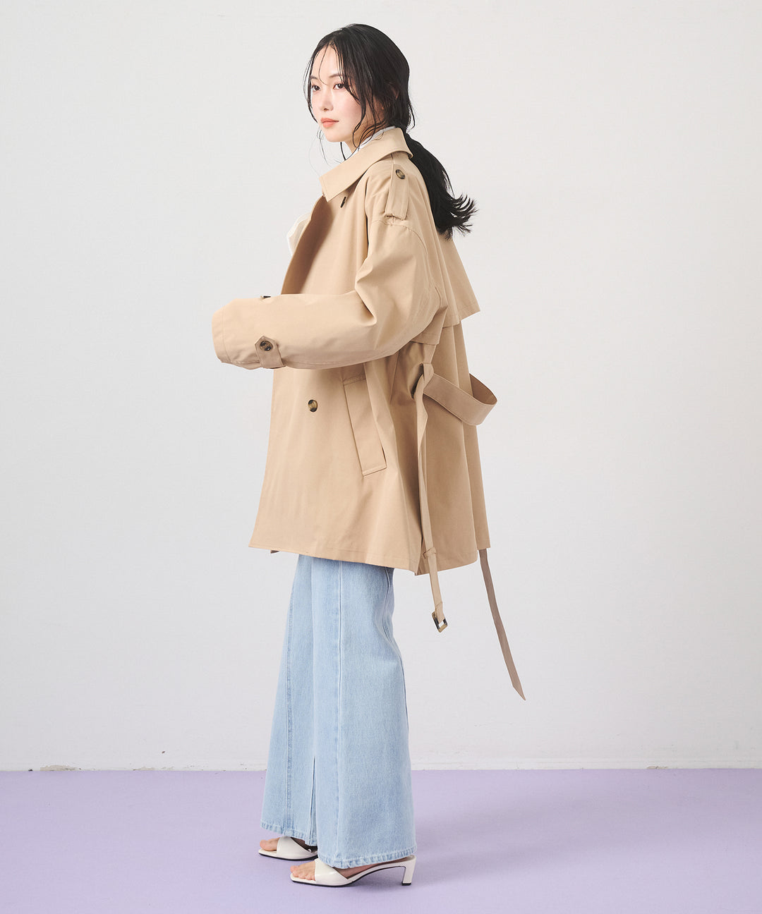 (eliuu)Short Wide Trench Coat