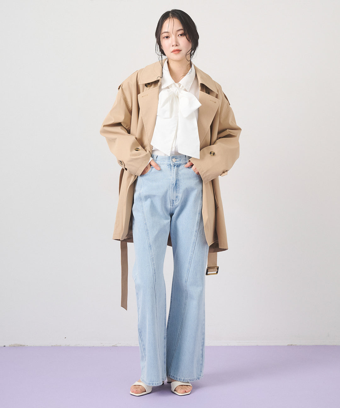 (eliuu)Short Wide Trench Coat
