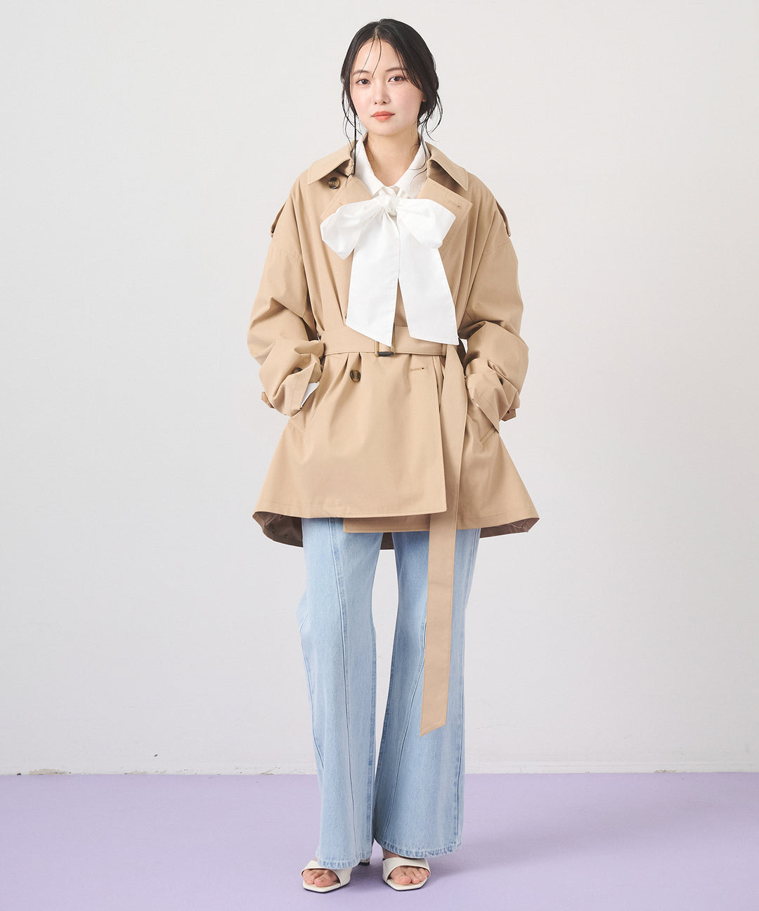 (eliuu)Short Wide Trench Coat