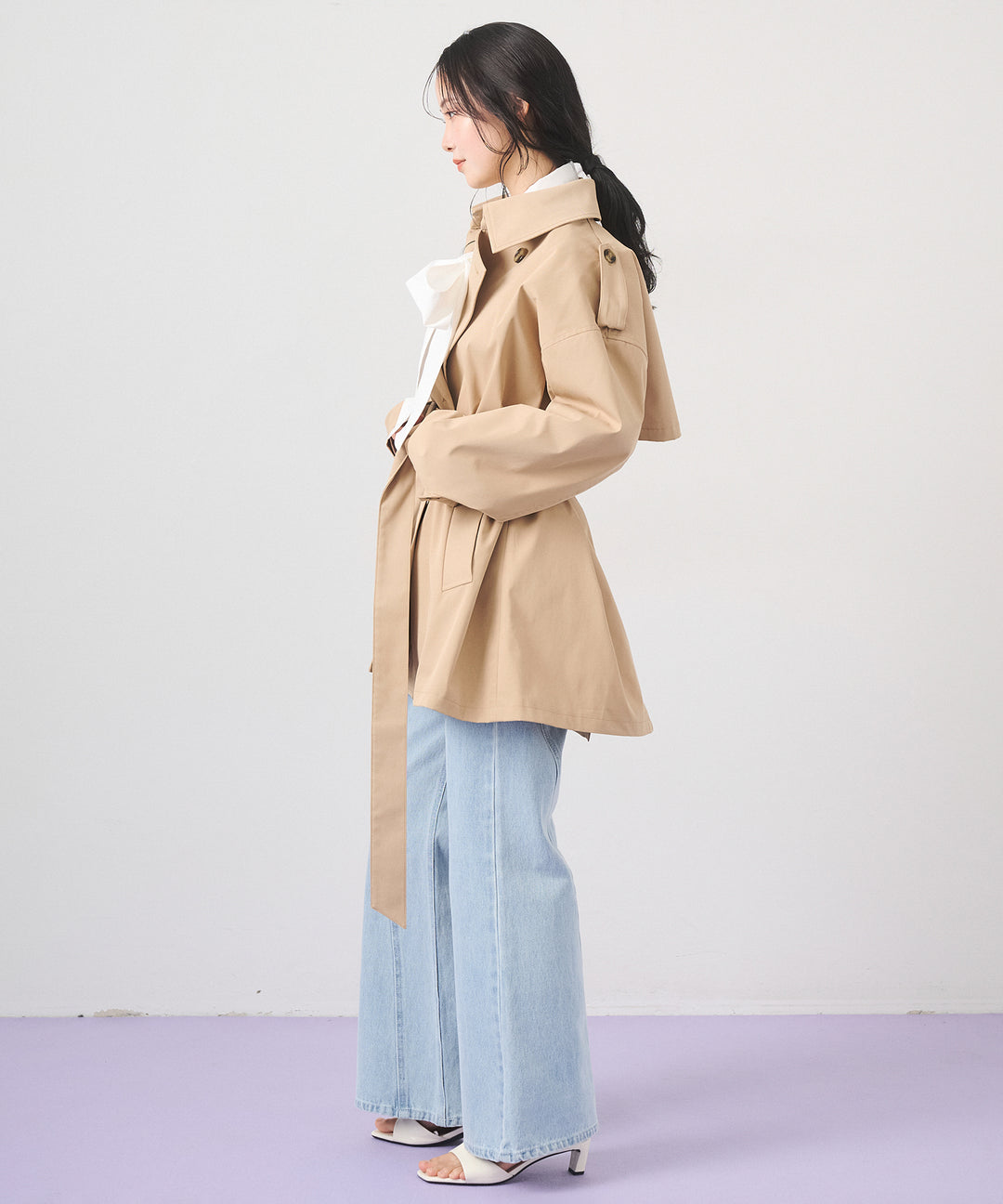 (eliuu)Short Wide Trench Coat
