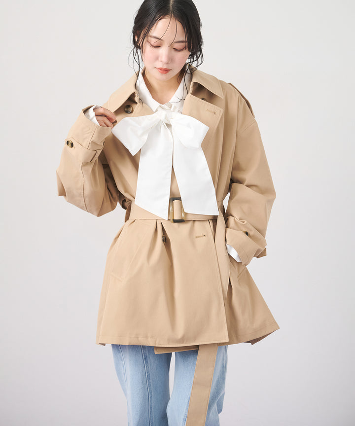 (eliuu)Short Wide Trench Coat