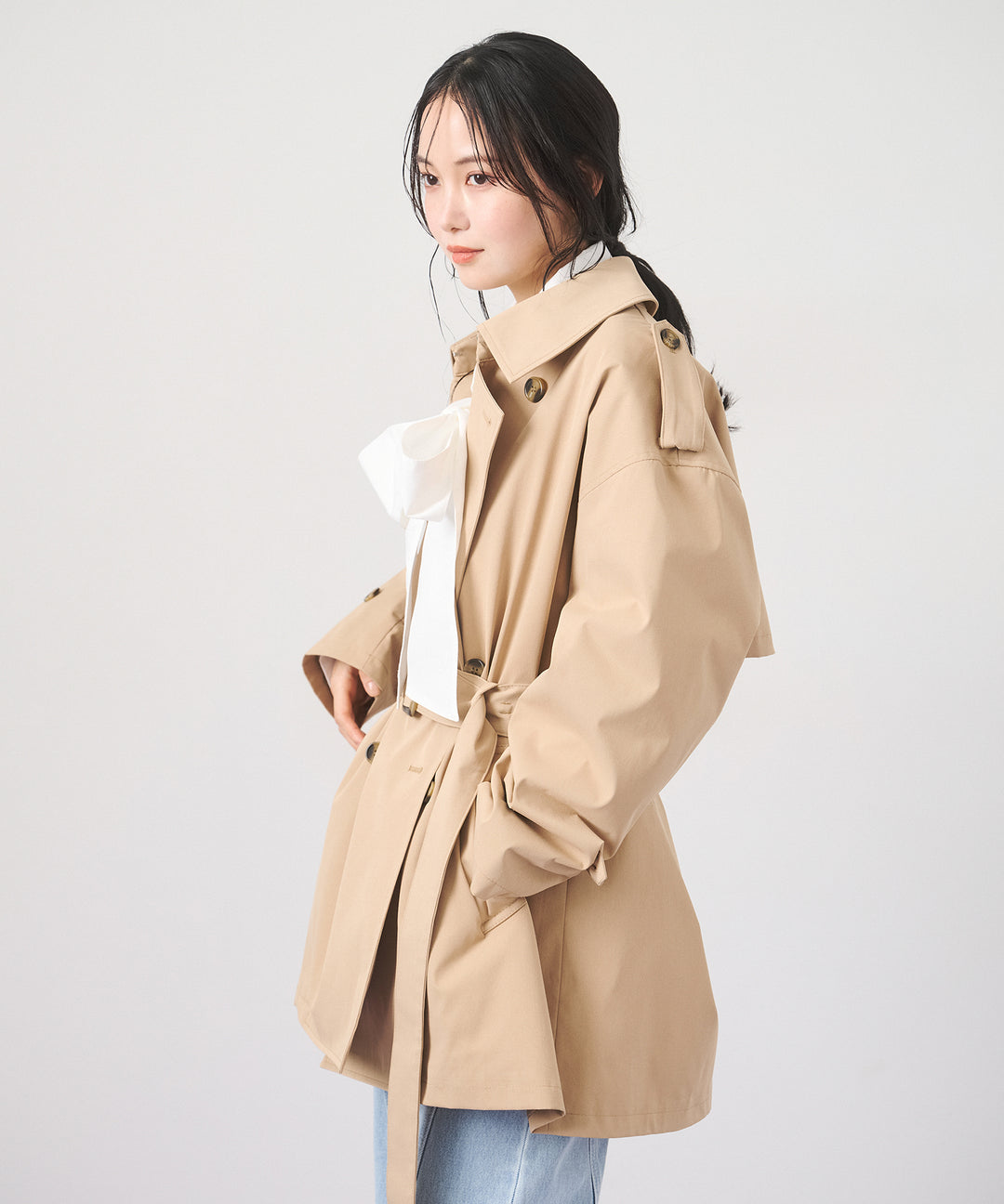 (eliuu)Short Wide Trench Coat