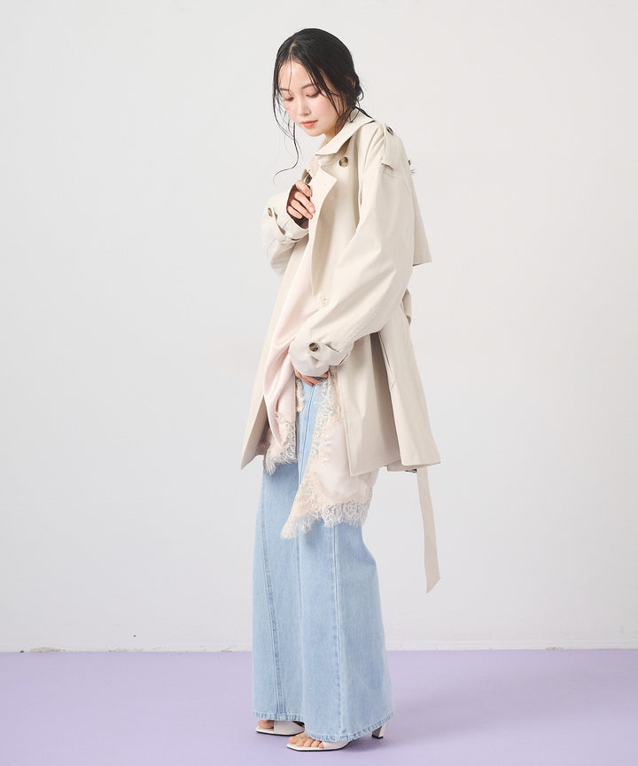 (eliuu)Short Wide Trench Coat