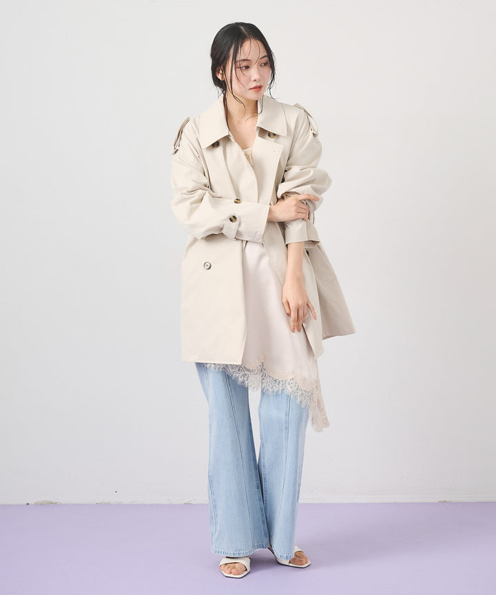 (eliuu)Short Wide Trench Coat
