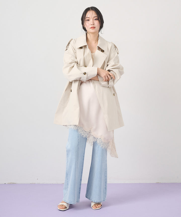 (eliuu)Short Wide Trench Coat
