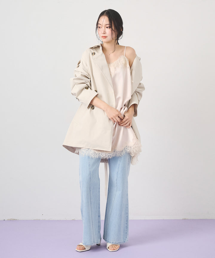 (eliuu)Short Wide Trench Coat