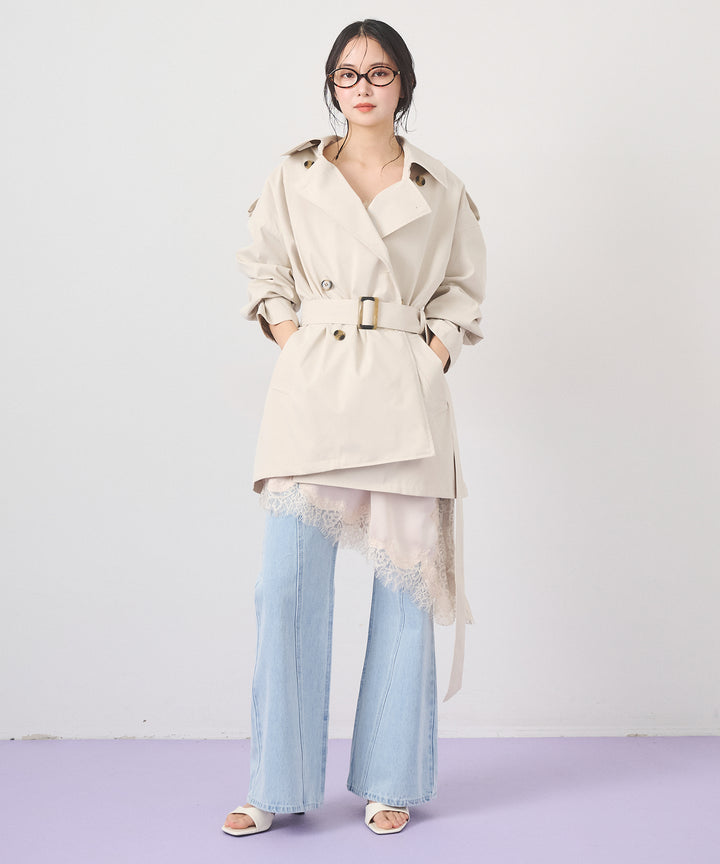 (eliuu)Short Wide Trench Coat