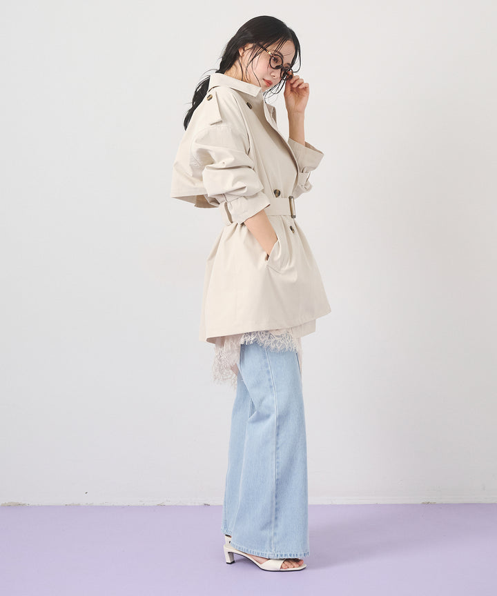 (eliuu)Short Wide Trench Coat
