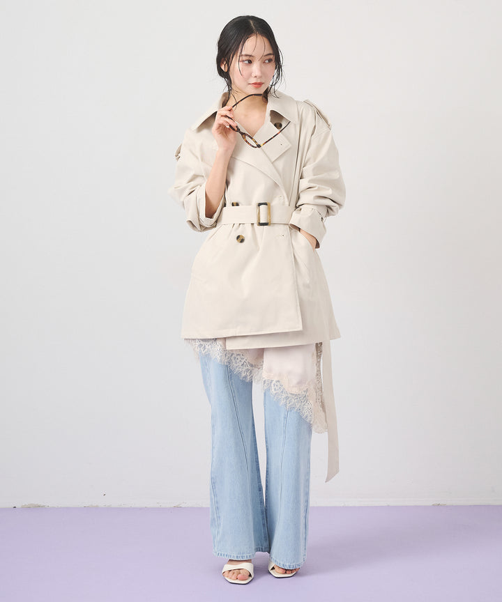 (eliuu)Short Wide Trench Coat