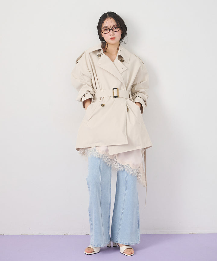 (eliuu)Short Wide Trench Coat
