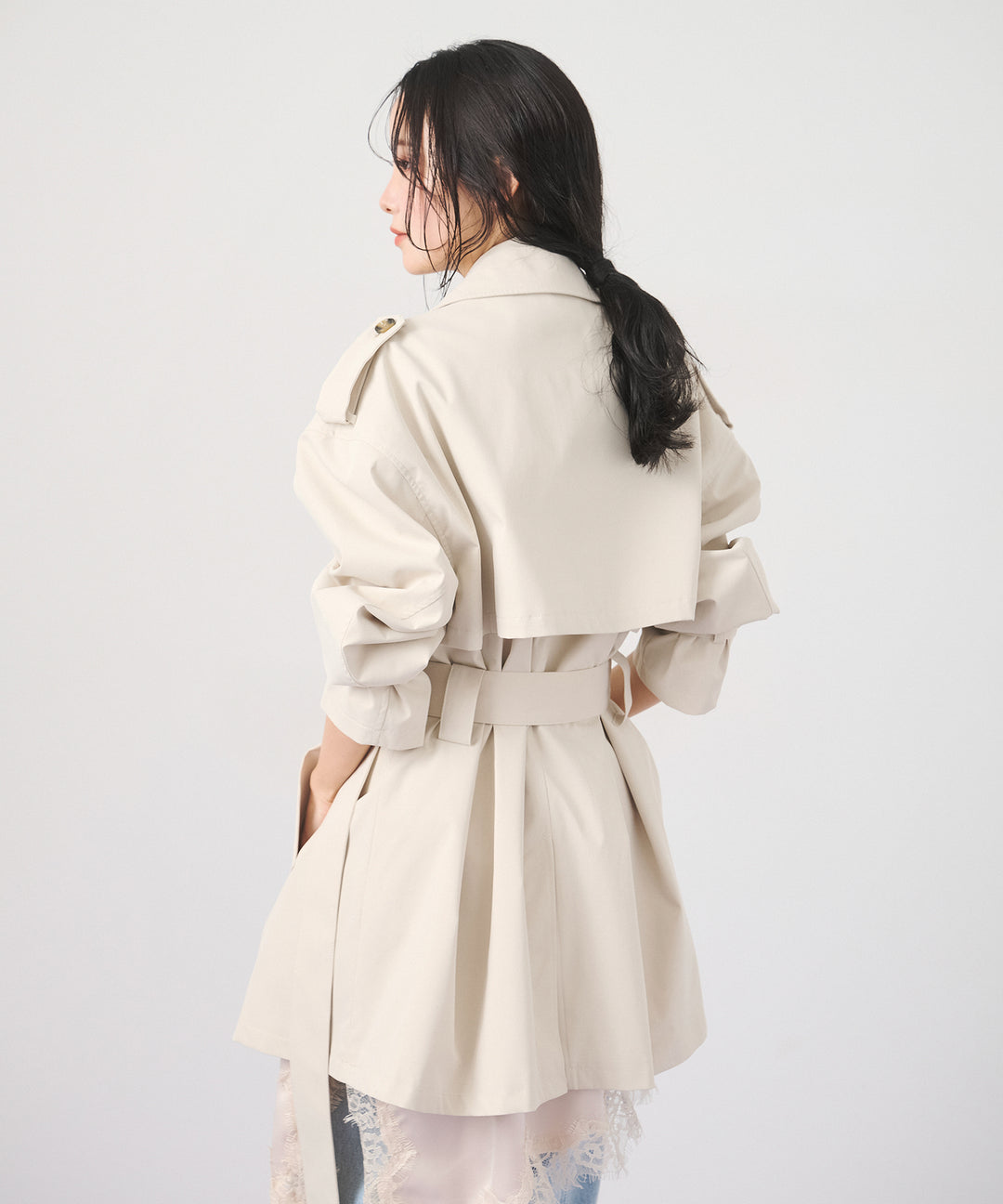 (eliuu)Short Wide Trench Coat