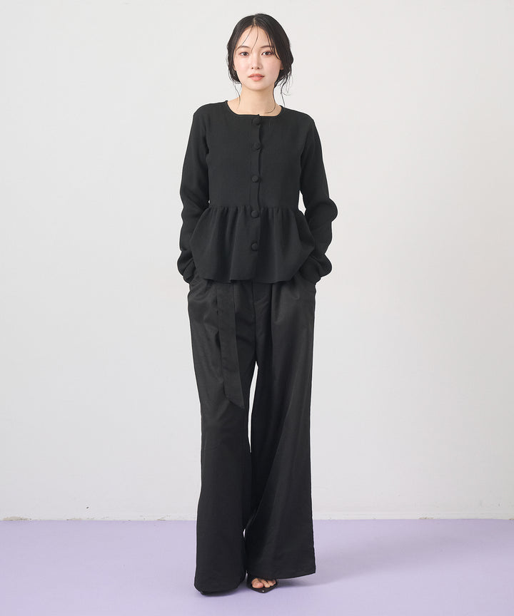 (eliuu)Ring Belt Wide Pants