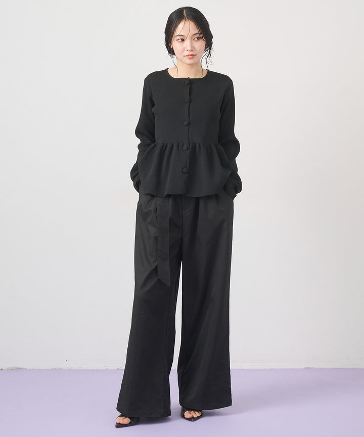 (eliuu)Ring Belt Wide Pants
