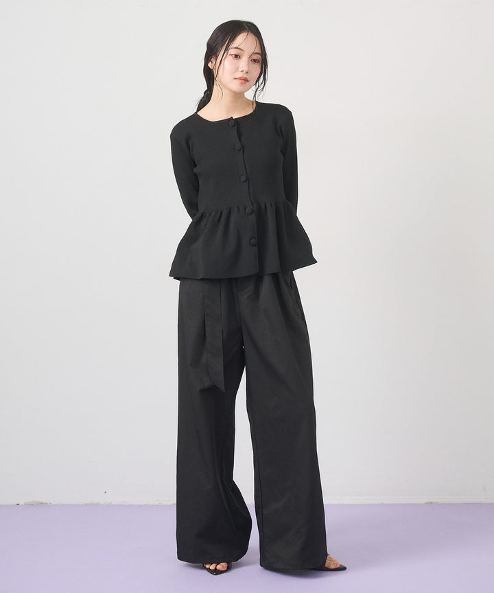 (eliuu)Ring Belt Wide Pants
