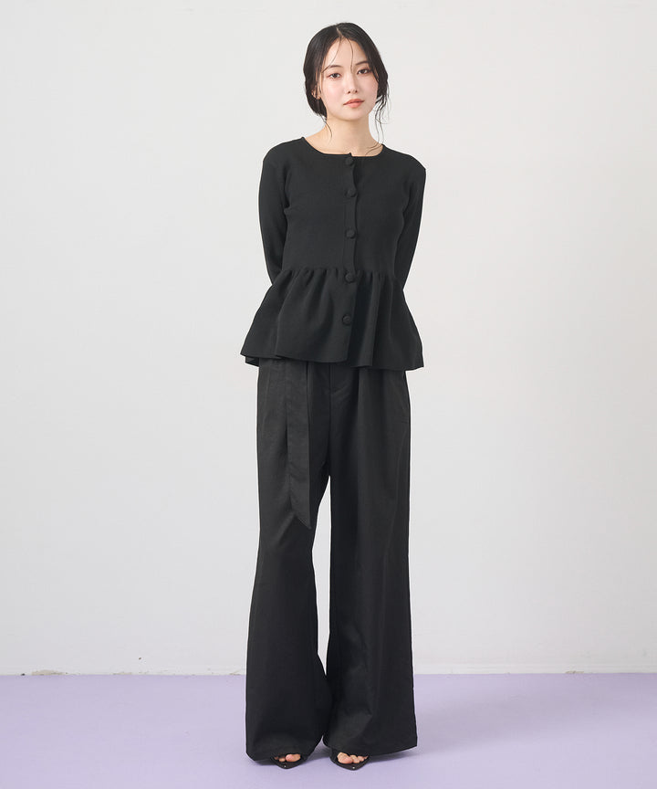 (eliuu)Ring Belt Wide Pants