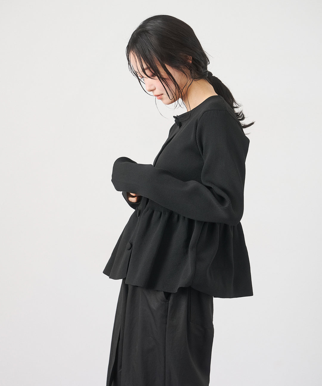 (eliuu)Peplum Rib Knit Top
