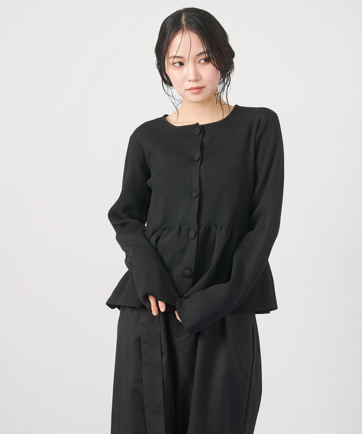 (eliuu)Peplum Rib Knit Top