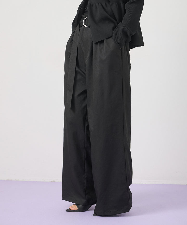 (eliuu)Ring Belt Wide Pants