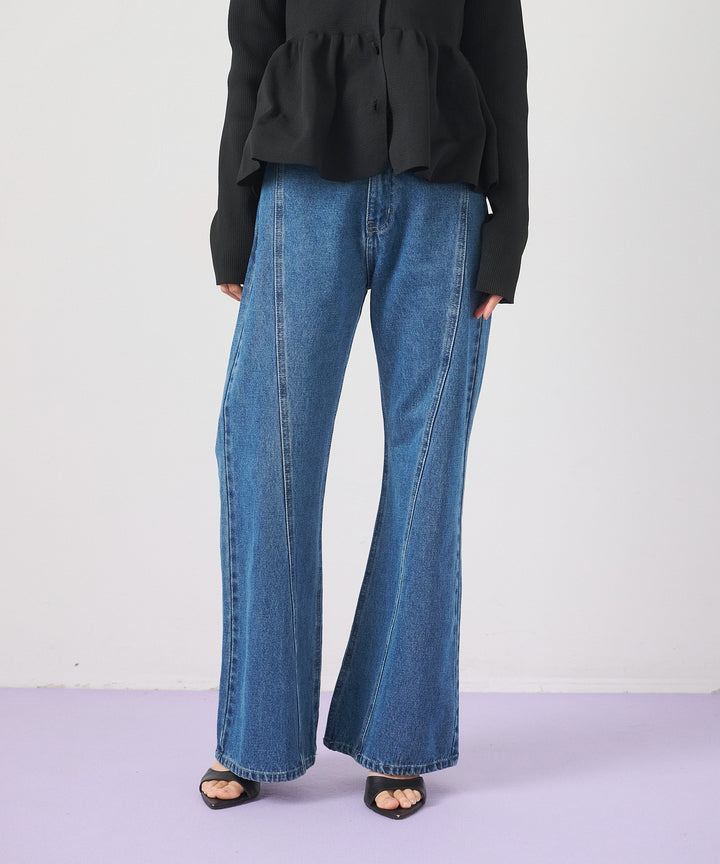 (eliuu)Seam Flare Denim Pants