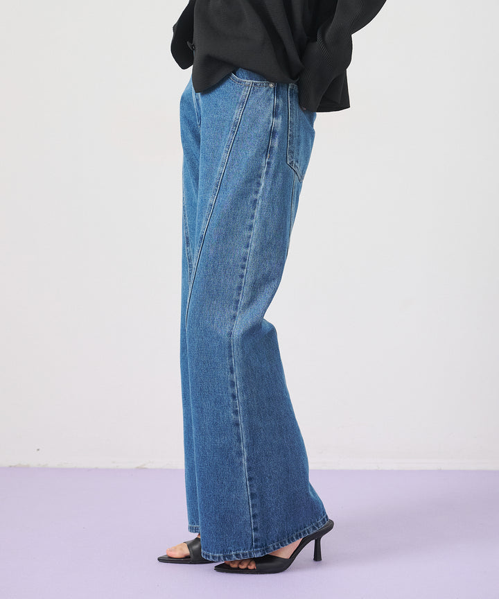 (eliuu)Seam Flare Denim Pants