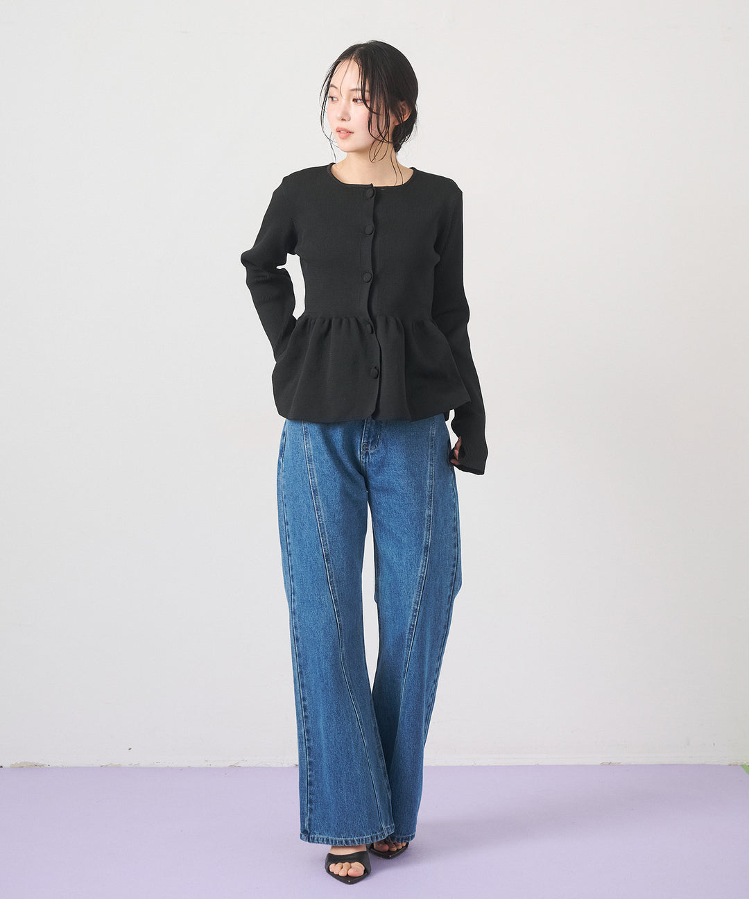 (eliuu)Peplum Rib Knit Top